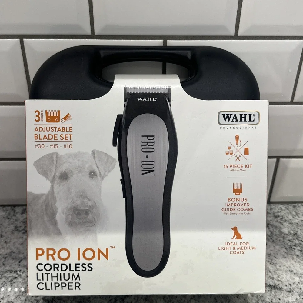 15 Pc WAHL PRO ION Cordless Clippers Professional‎ DOG Grooming Adjustable Blade
